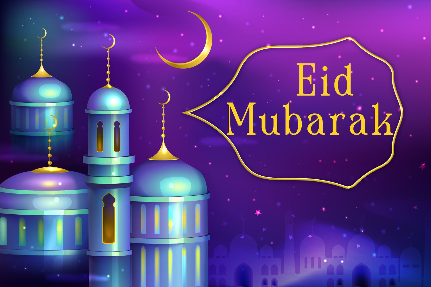 Eid Mubarak Backdrop Crescent Moon Stars Festival Backdrop UK XY2-76