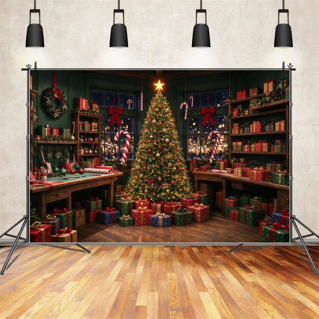 Santa Backdrop Festive Gift Wrapping Workshop Christmas Backdrop UK ZTT610-2