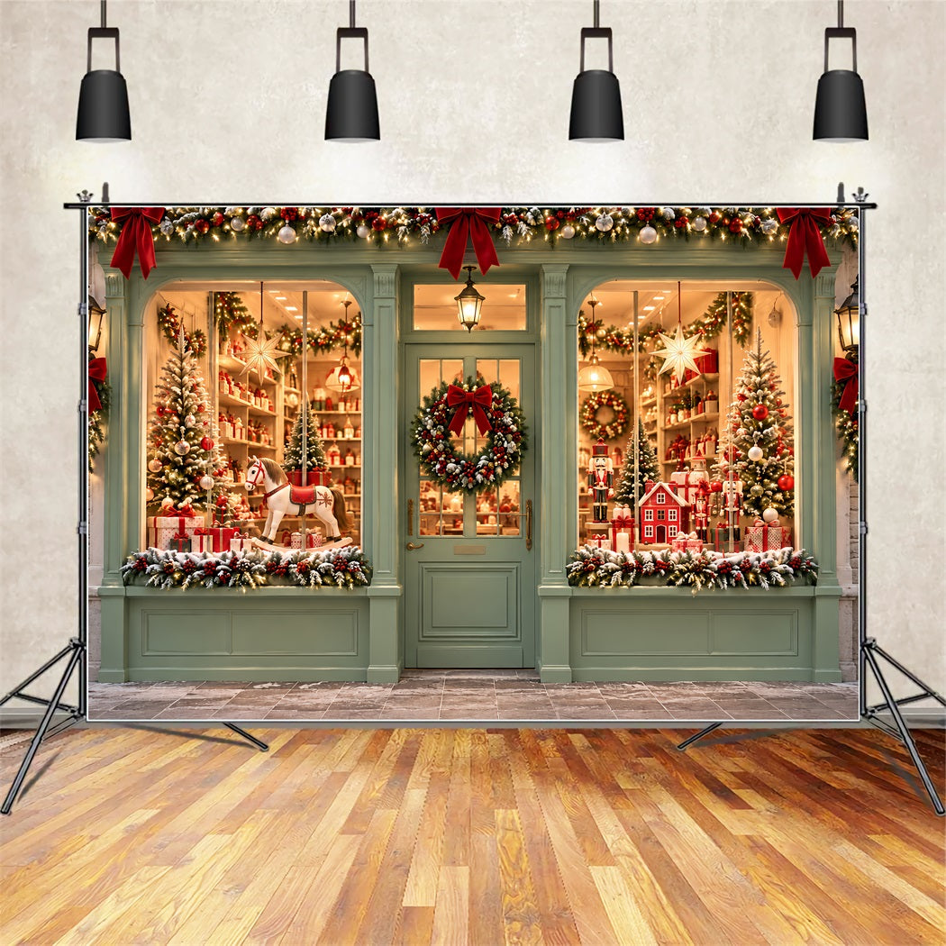 Christmas Candy Cane Backdrop Mint Green Toyshop Display Merry Christmas Backdrop UK ZTT610-20