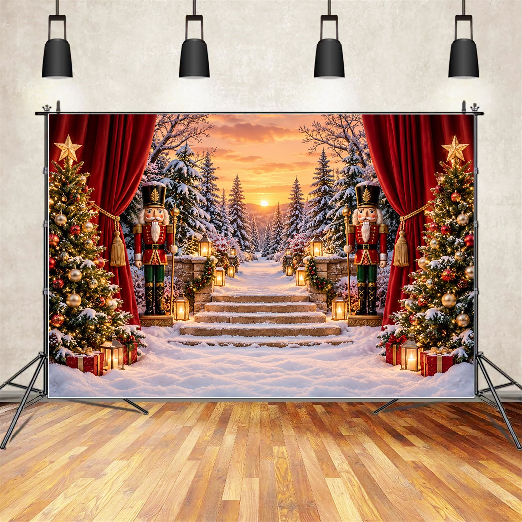 Christmas Theme Backdrop Snowy Forest Gateway Stage Nutcracker Backdrops UK ZTT610-29