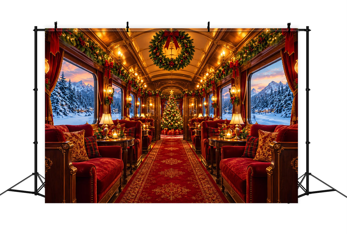 Christmas Backdrops for Photography Festive Luxury Train Interior Christmas Photography Backdrop UK ZTT610-41