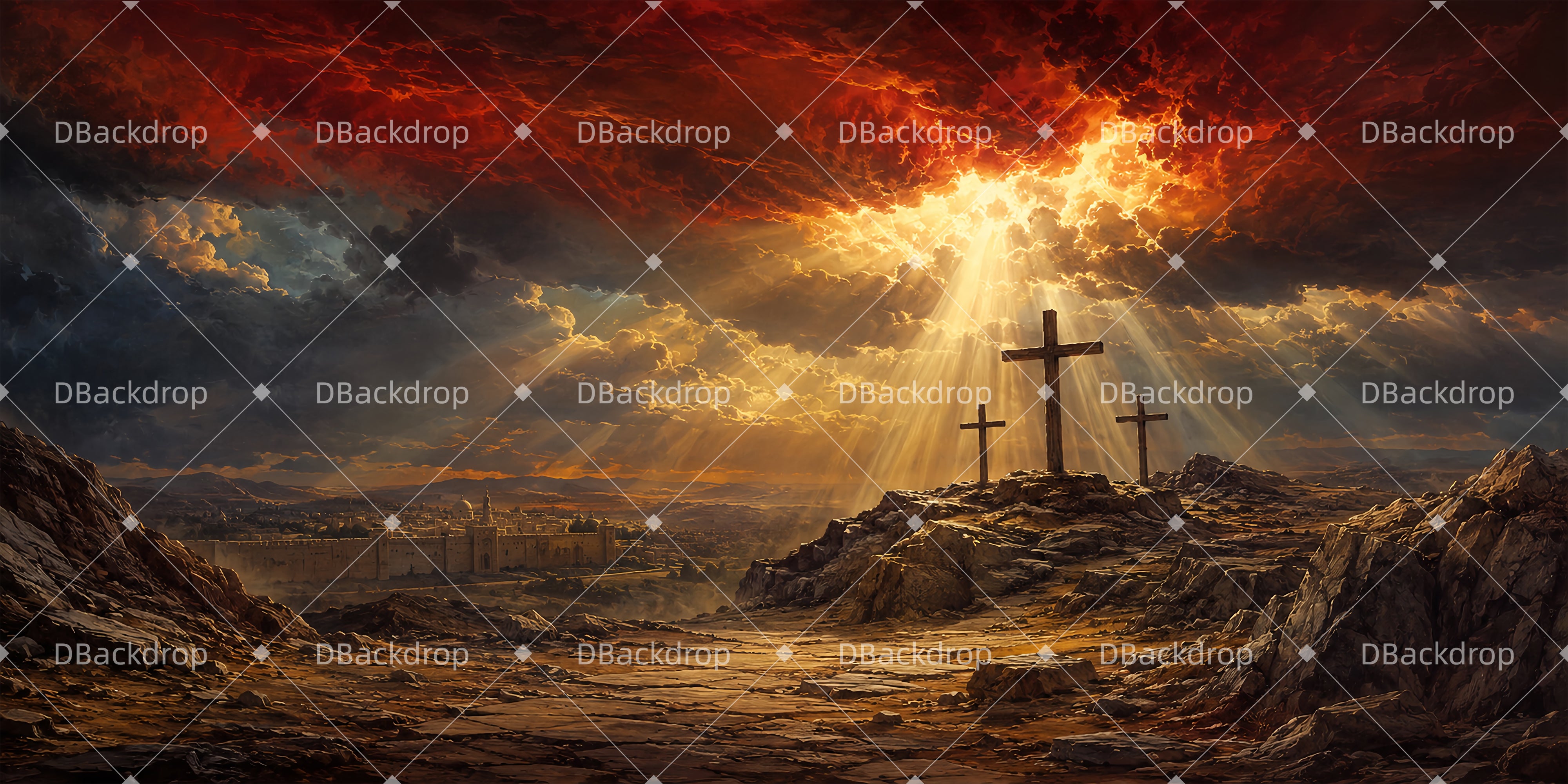 Theater Backdrops For Sale Crimson Calvary Church Stage Backdrops UK ZTT65-T27
