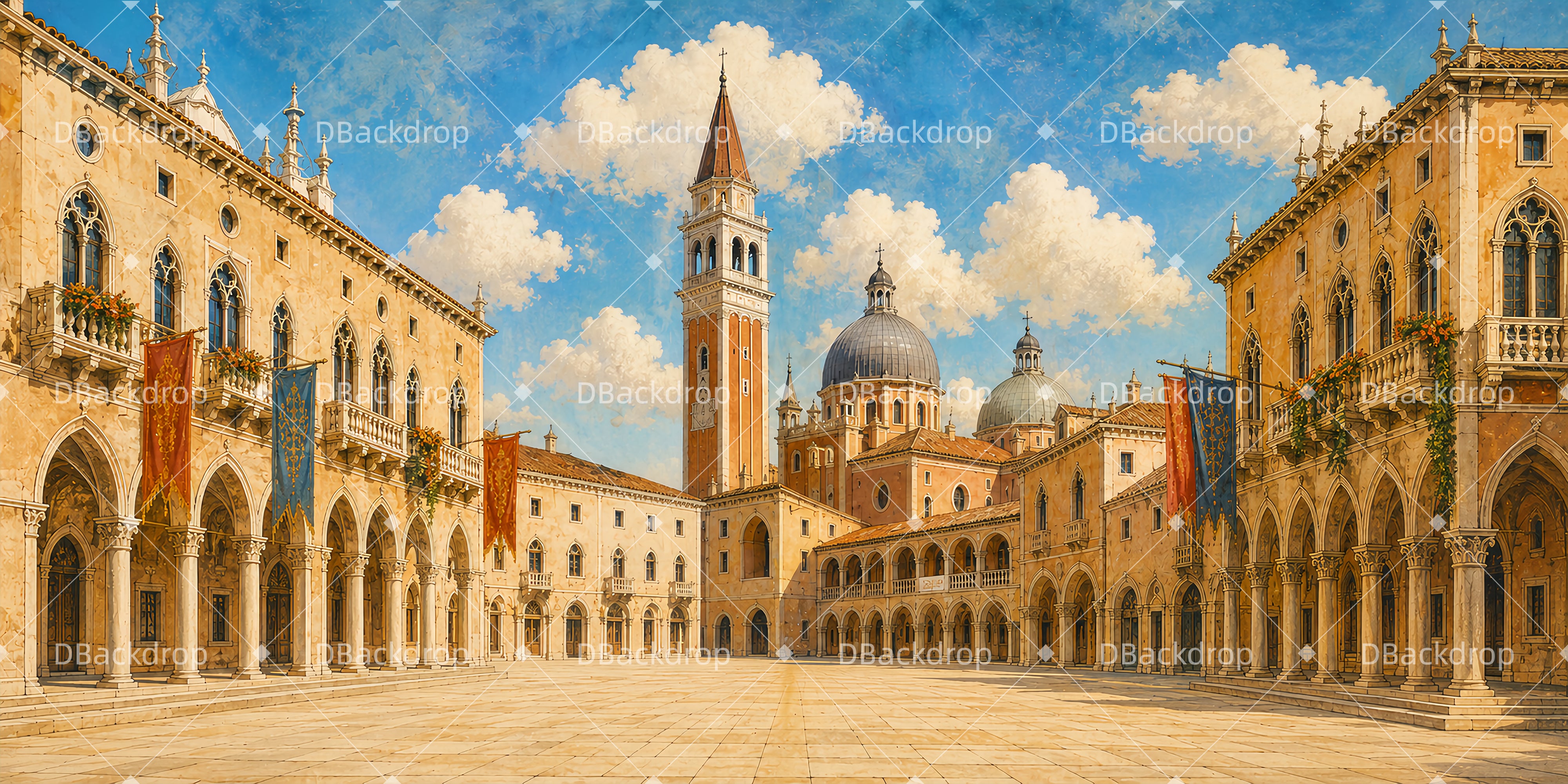 Movie Theater Backdrop Venetian Cathedral Performance Backdrop UK ZTT65-T51