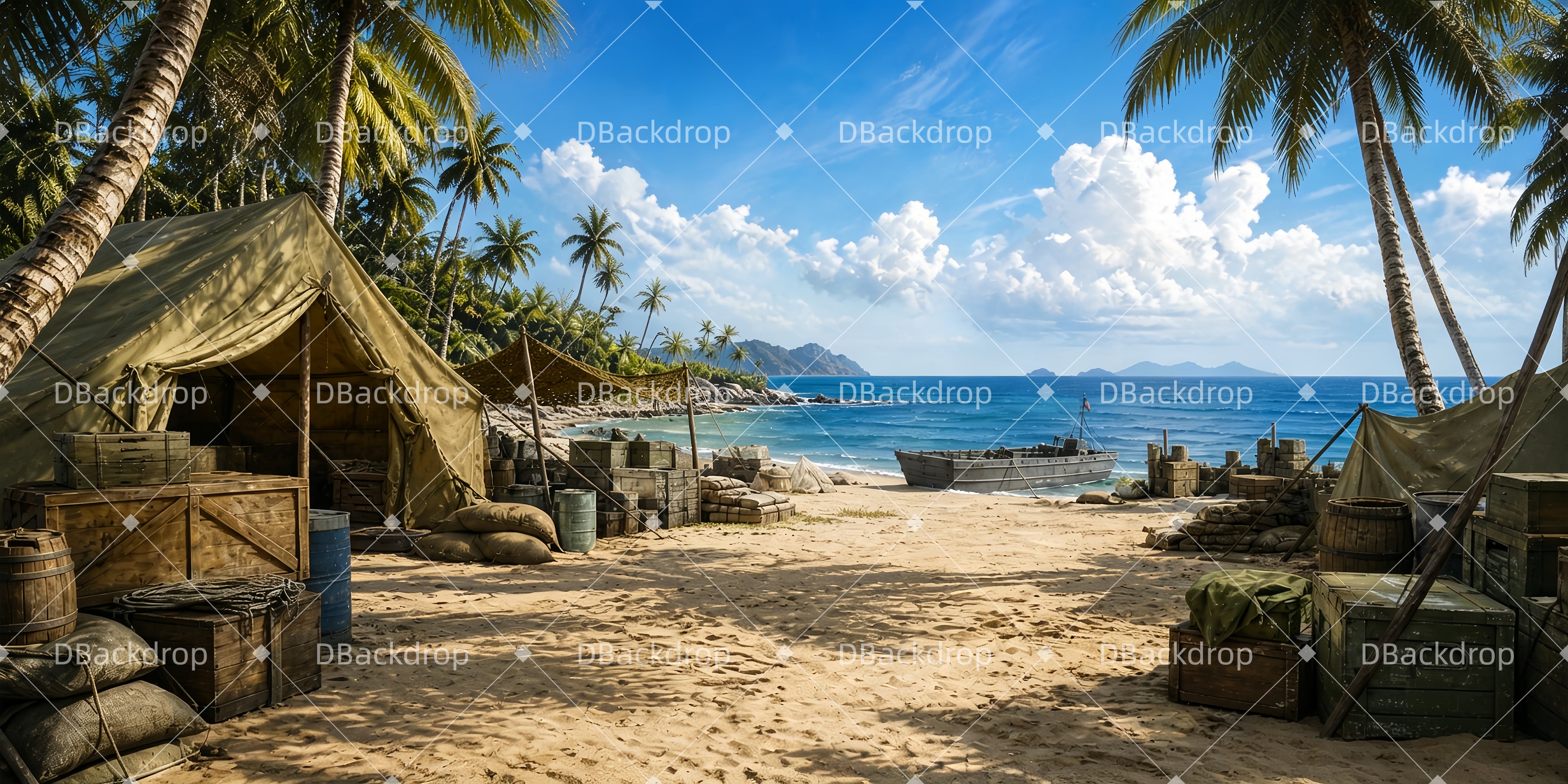 Performance Backdrop Beach Camp Scenery Backdrops For Theater UK ZTT65-T69