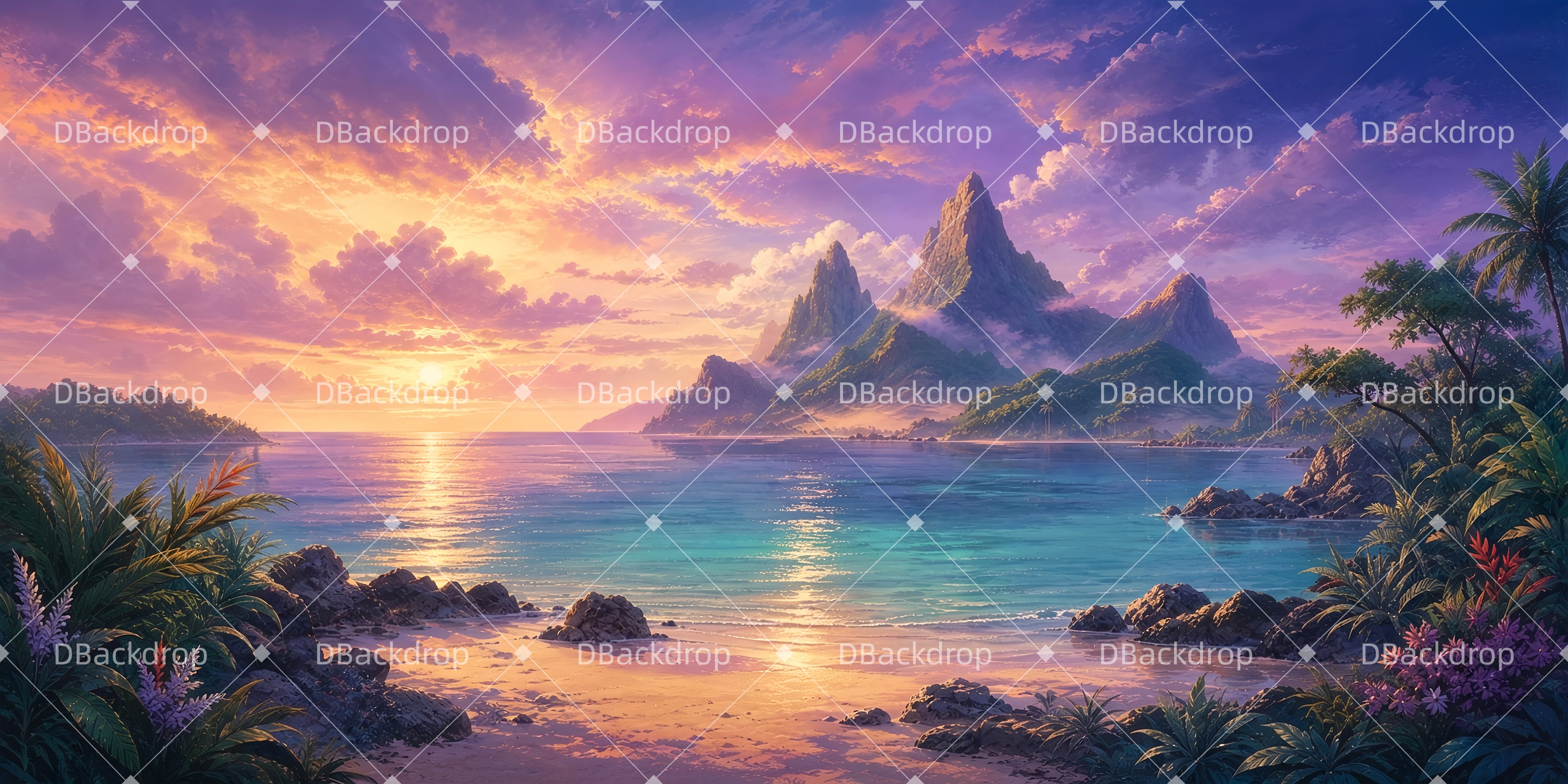 Scenery Backdrops For Theater Tropical Dusk Stage Backdrops UK ZTT65-T72