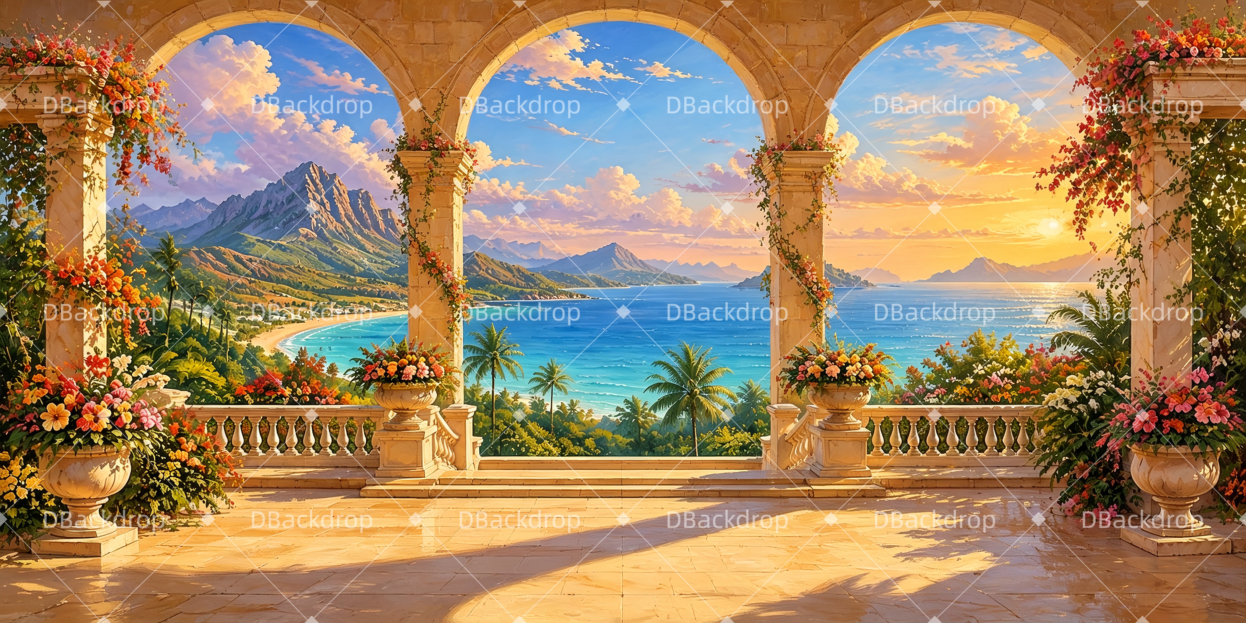 Stage Scenery Backdrops Sunlit Terrace Theater Backdrops UK ZTT65-T77
