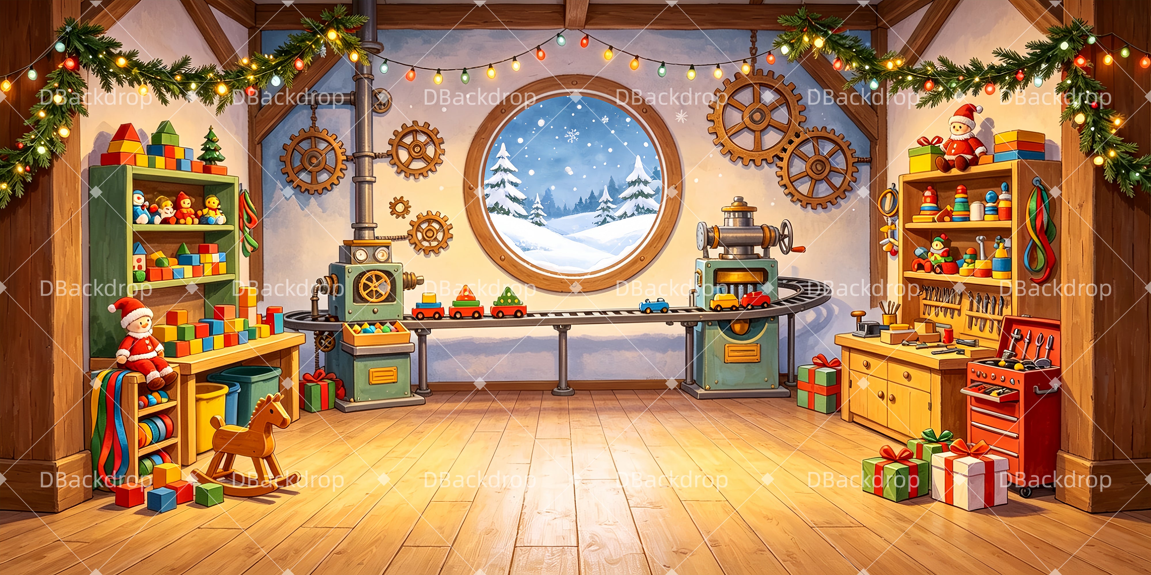 Backdrop For Theater Play Toy Workshop Performance Backdrop UK ZTT66-T110