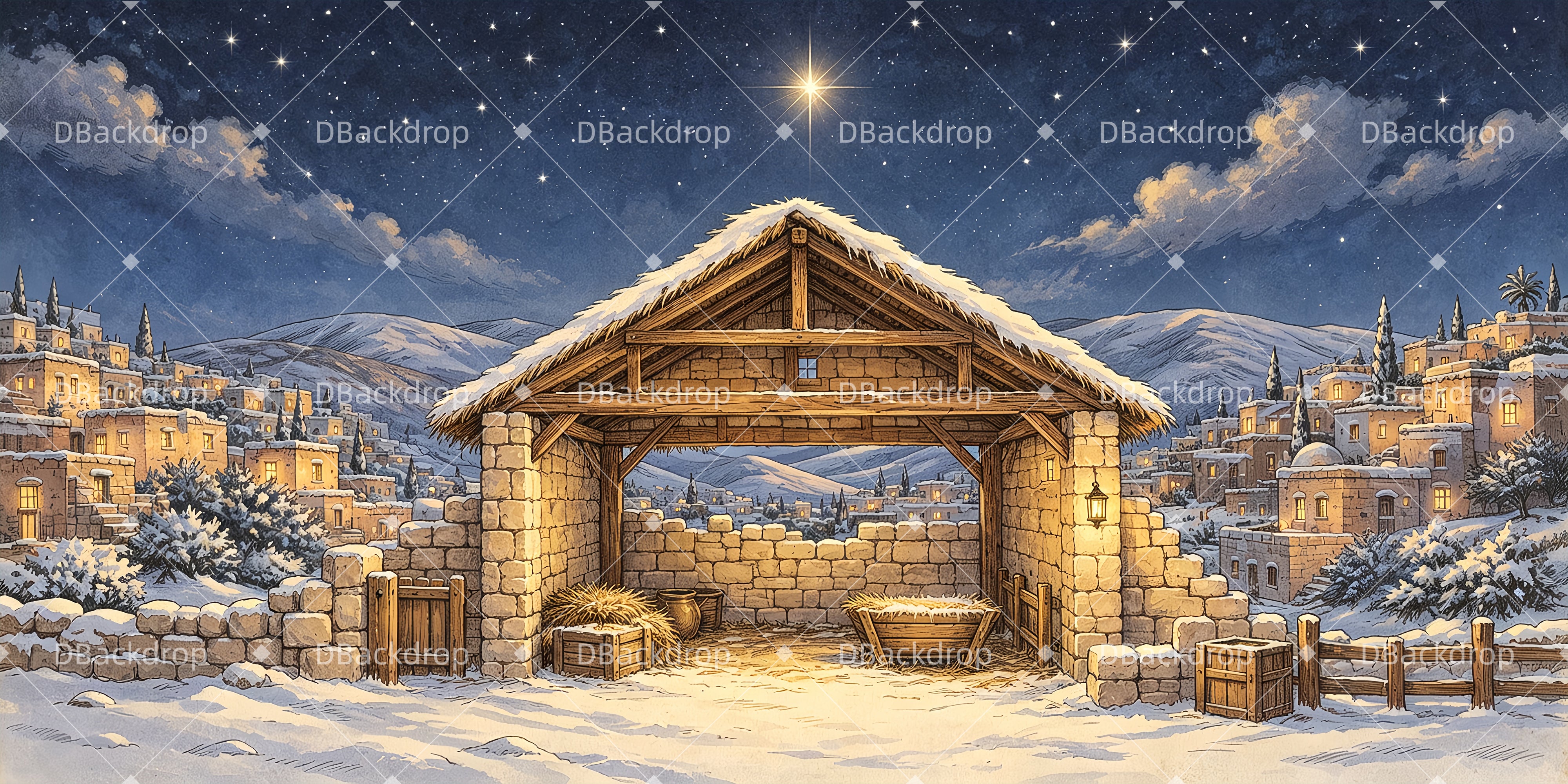 Theater Stage Backdrops Holy Manger Performance UK Backdrop ZTT66-T116