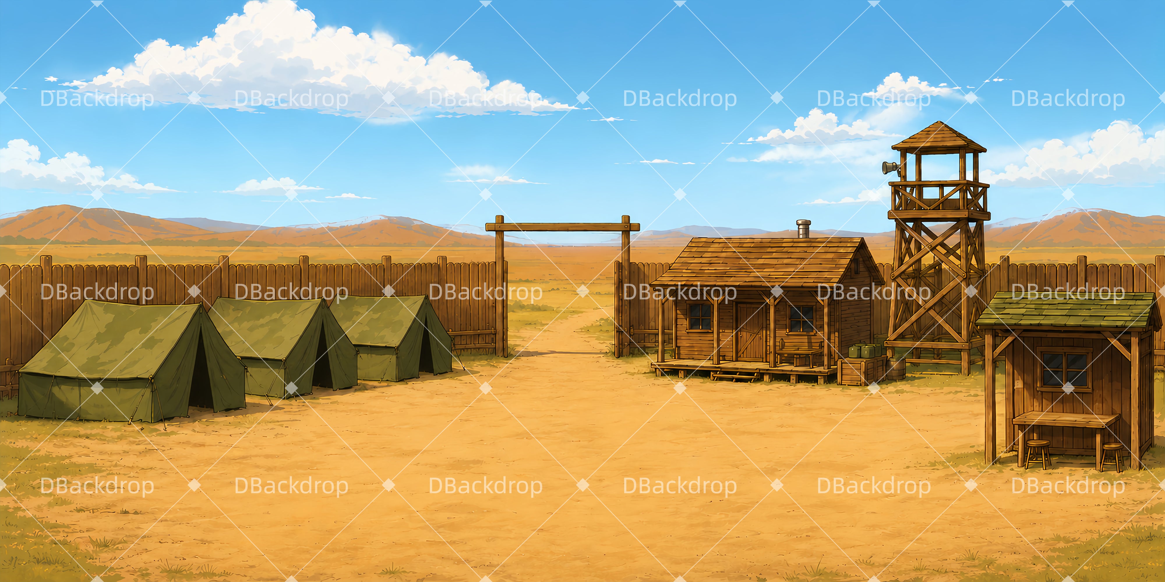Backdrop For Theater Play Frontier Camp Performance UK Backdrops ZTT66-T135