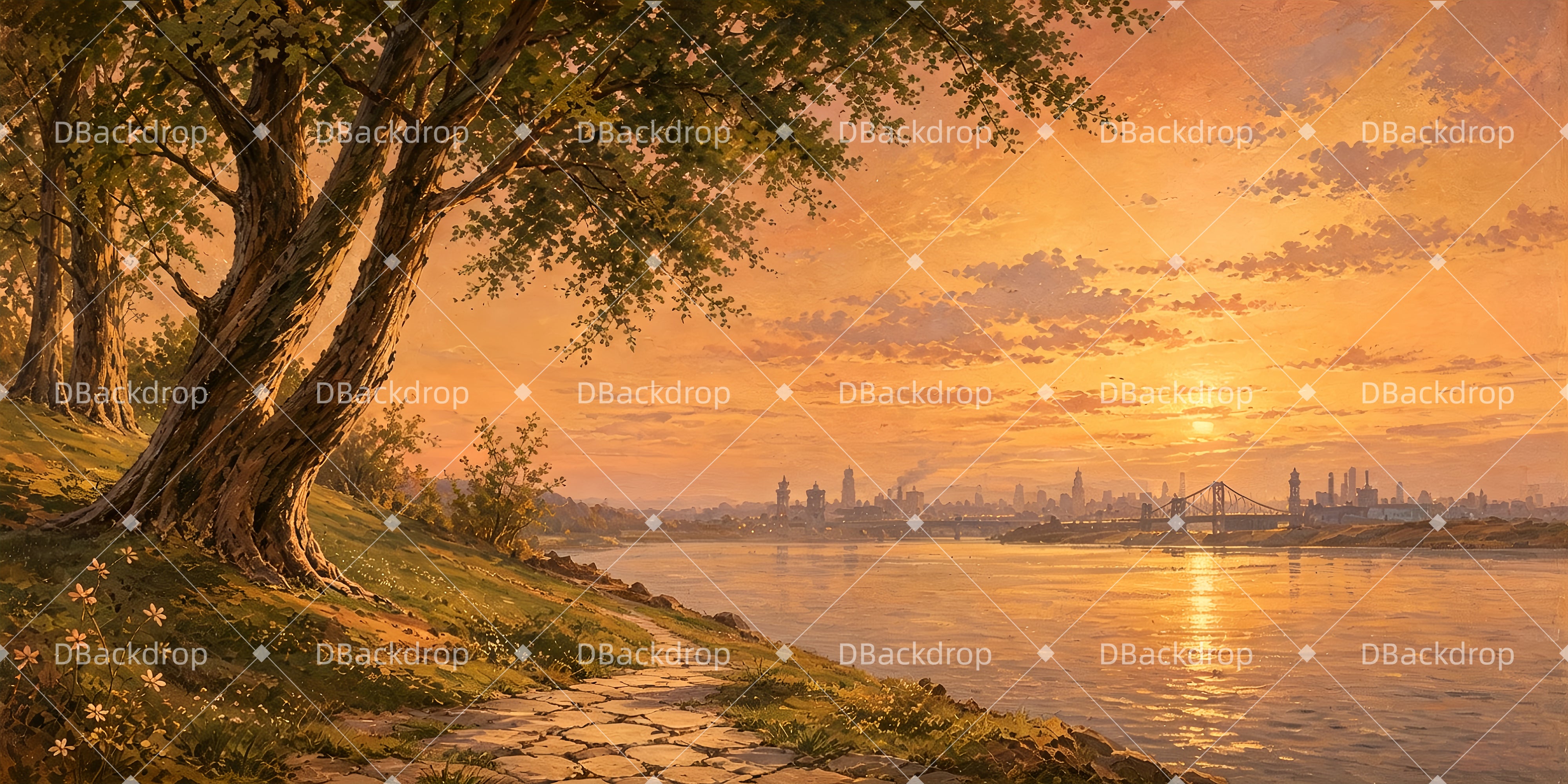 Scenery Backdrops For Theater Dusk Riverbank Stage Backdrop UK ZTT66-T83