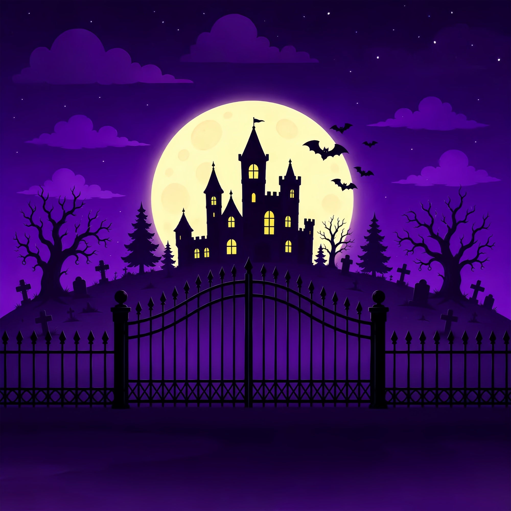 Halloween Backdrop Ideas DIY Purple Moon Castle Gateway Purple Halloween Backdrop UK ZTT67-14