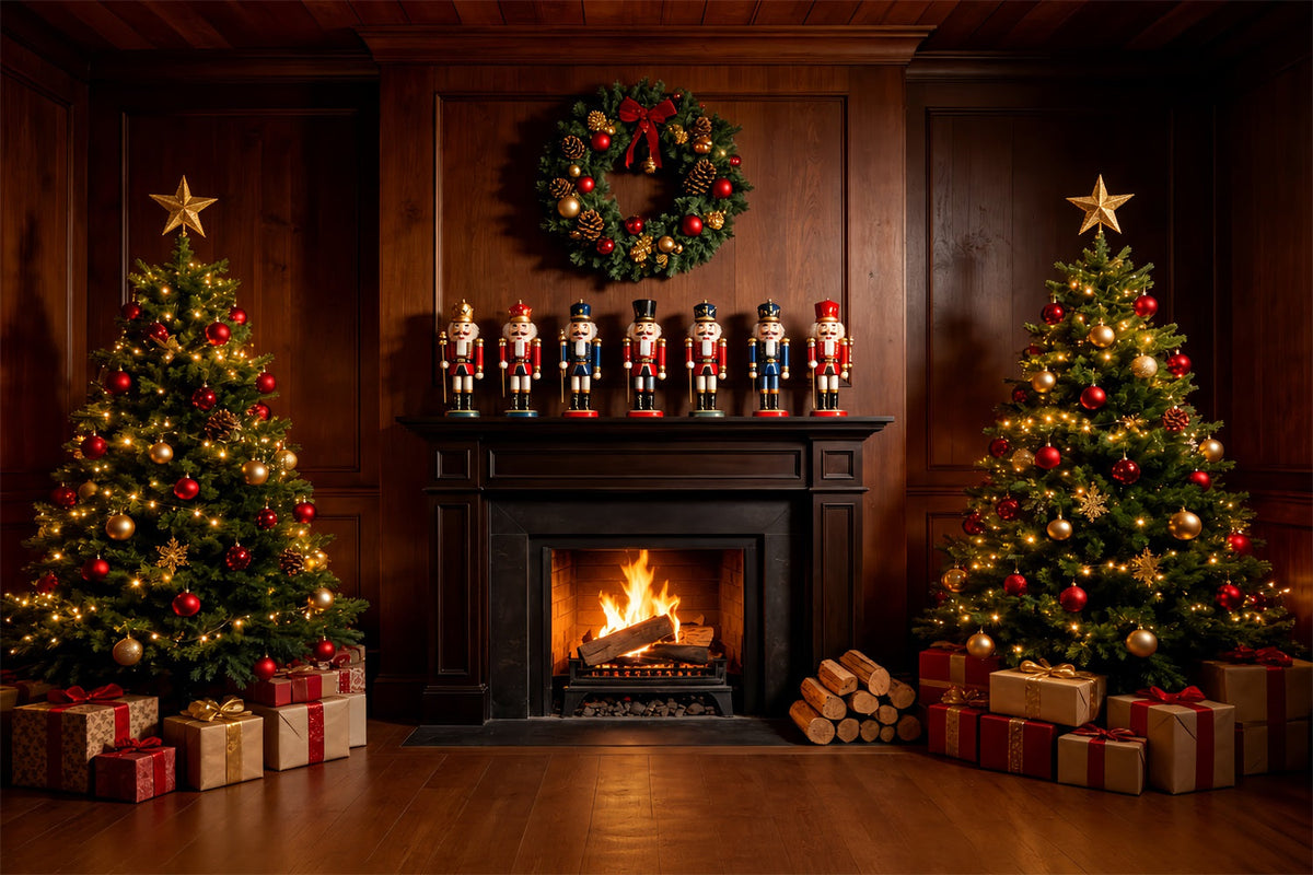Christmas Nutcracker Backdrop Vintage Fireplace Mantel Decor Christmas BackdropUK ZTT69-49
