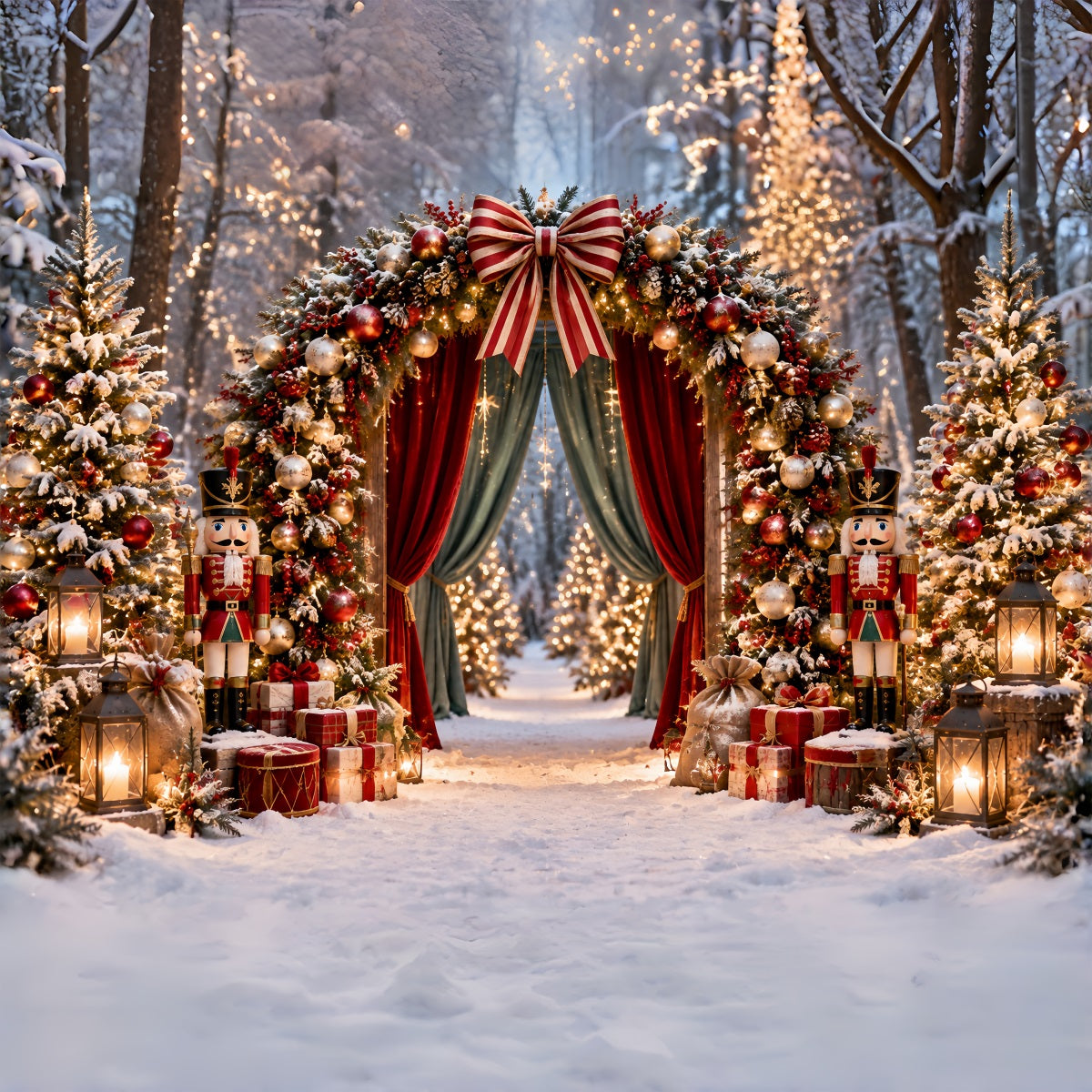 Professional Christmas Backdrops Nutcracker Forest Curtain Arch Christmas Photography Backdrop UK ZTT69-64