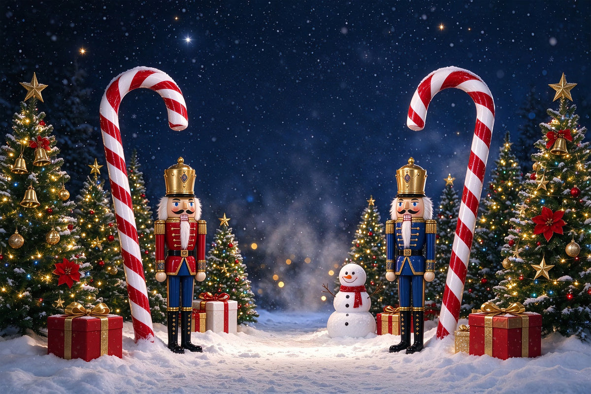 Photo Backdrop Christmas Snow Nutcracker Candy Cane Merry Christmas Backdrop UK ZTT69-80