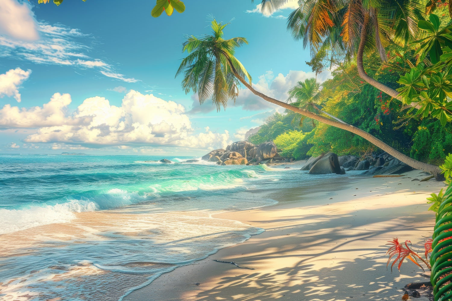 Beach Photo Backdrop Palm Sandy Shore Summer Backdrop UK ZXY3-29