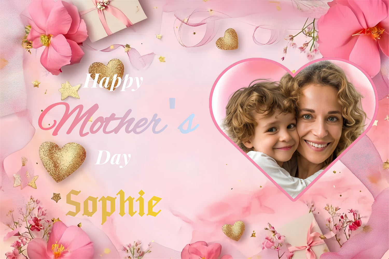 Mother's Day Photography Backdrops Hearts Floral Personalised Backdrop UK ZXY3-3