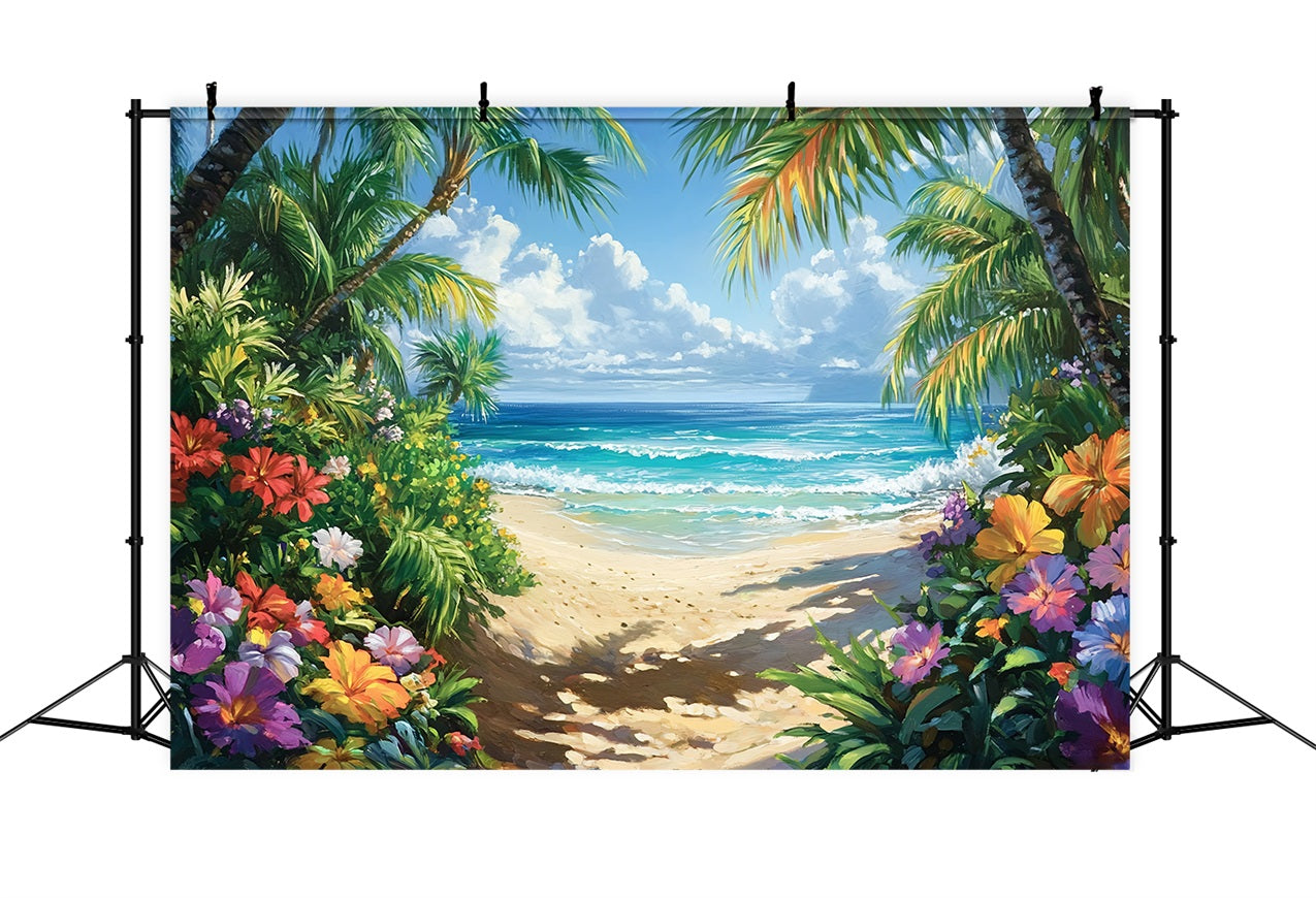 Tropical Backdrop Hibiscus Floral Beach Summer Backdrop UK ZXY3-31
