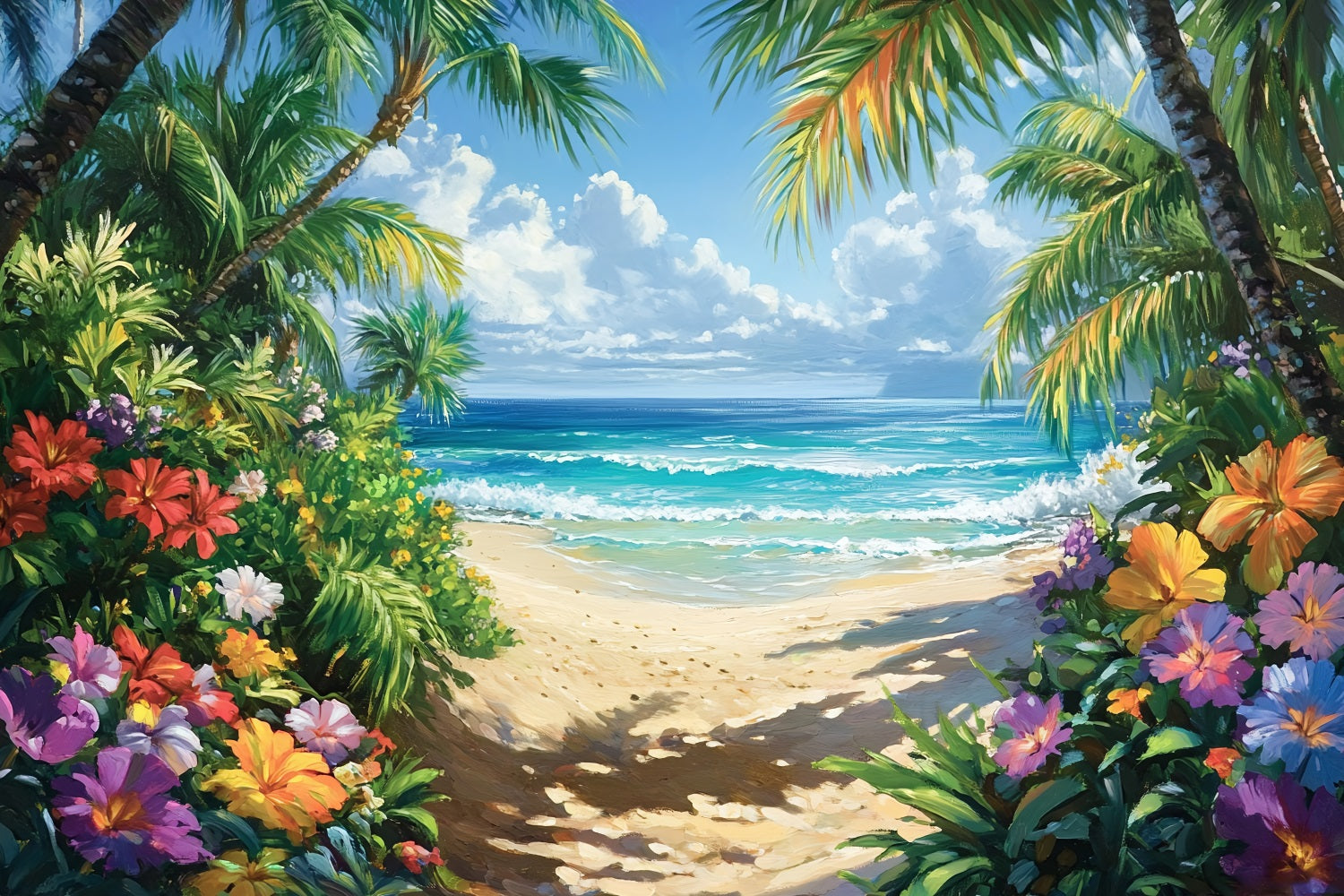 Tropical Backdrop Hibiscus Floral Beach Summer Backdrop UK ZXY3-31