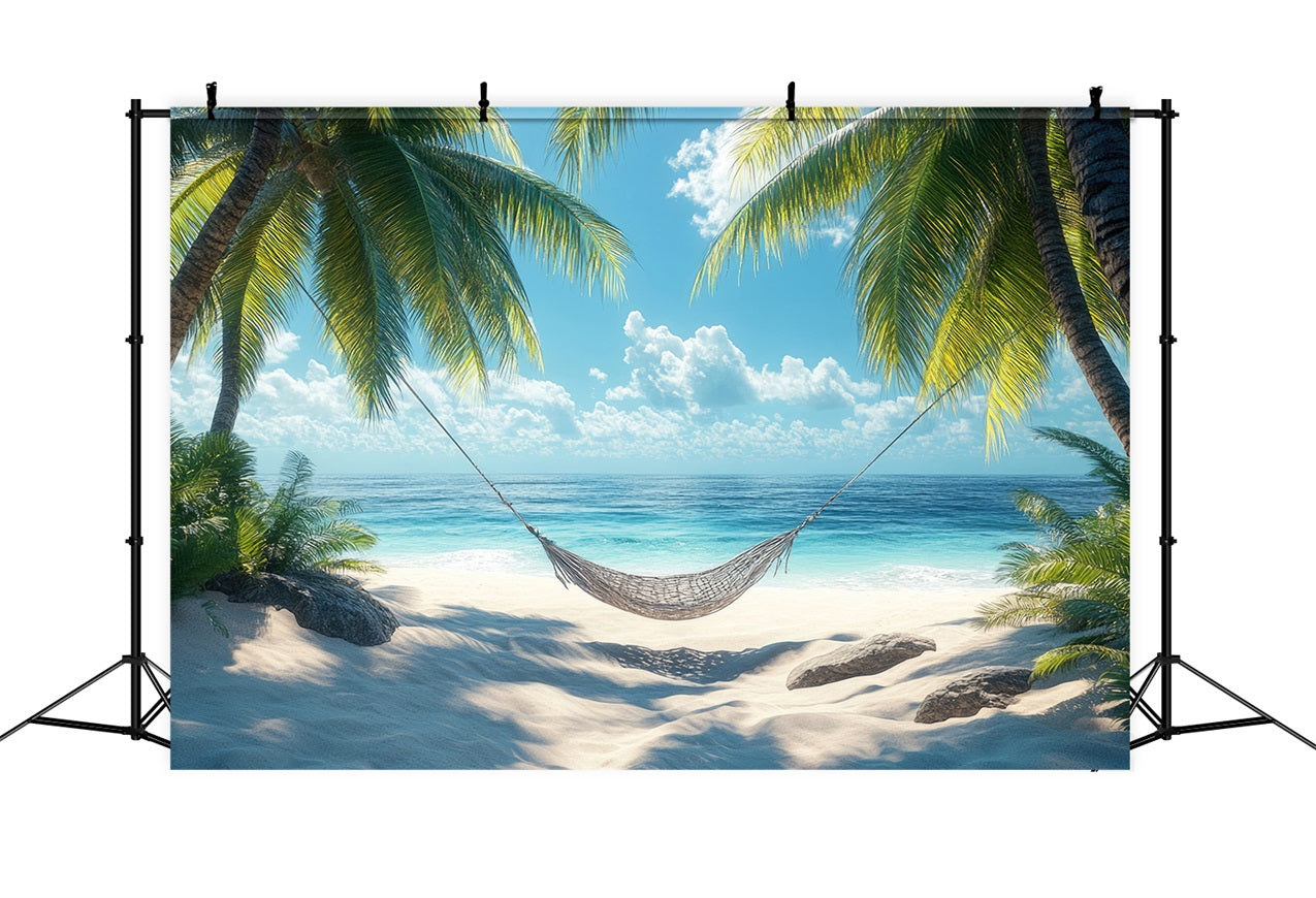 Tropical Photo Backdrop Hammock Palm Summer Backdrop UK ZXY3-32