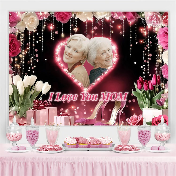 Mother's Day Backdrop Shining Hearts Love Personalized Backdrop UK ZXY3-4