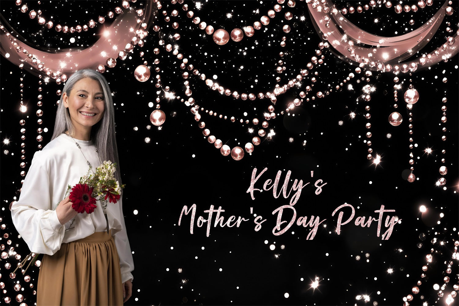 Mothers Day Backdrop Ideas Glittering Pearl Personalised Backdrop UK ZXY3-7