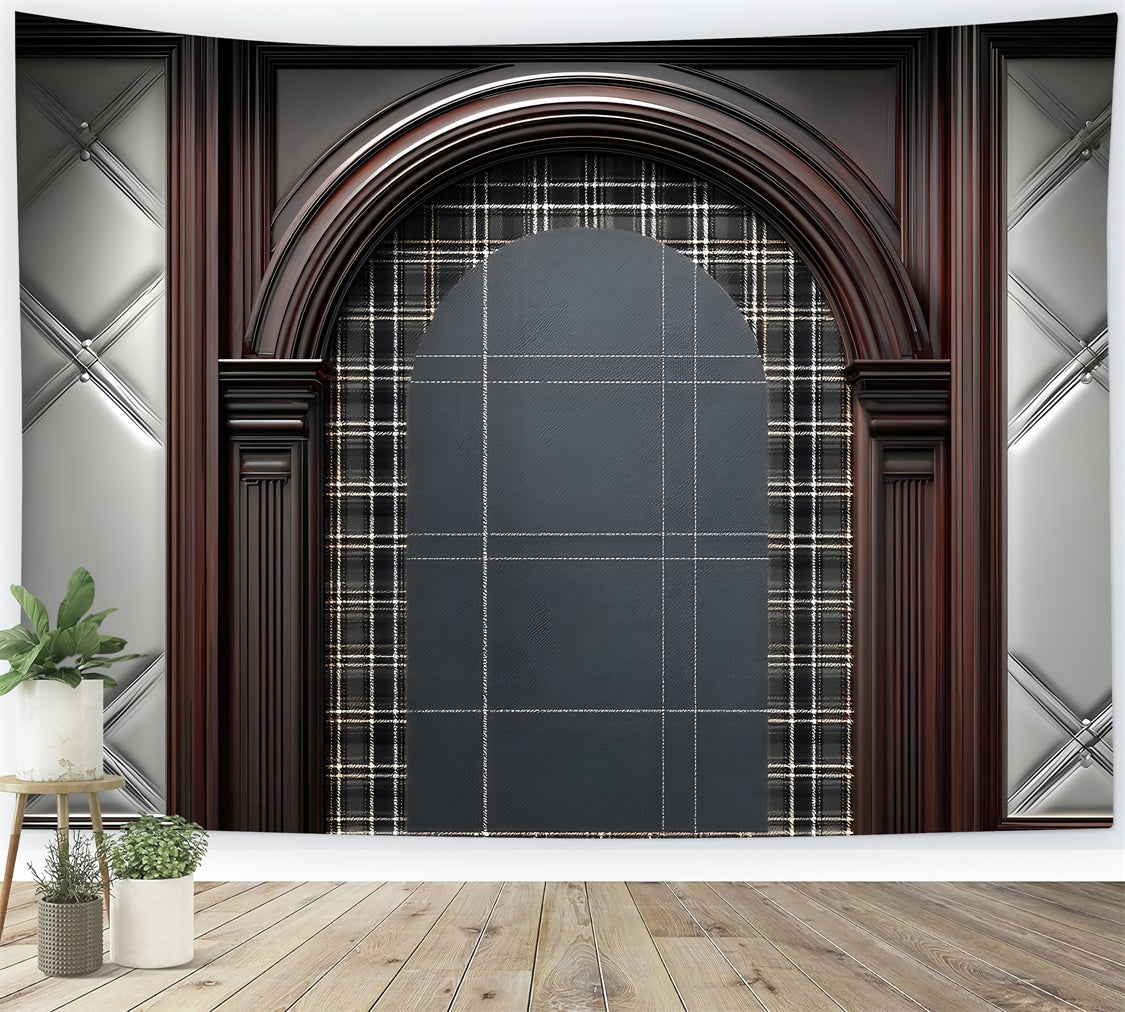 Fathers Day Photo Backdrop Tartan Wood Frame Backdrop UK ZXY5-4