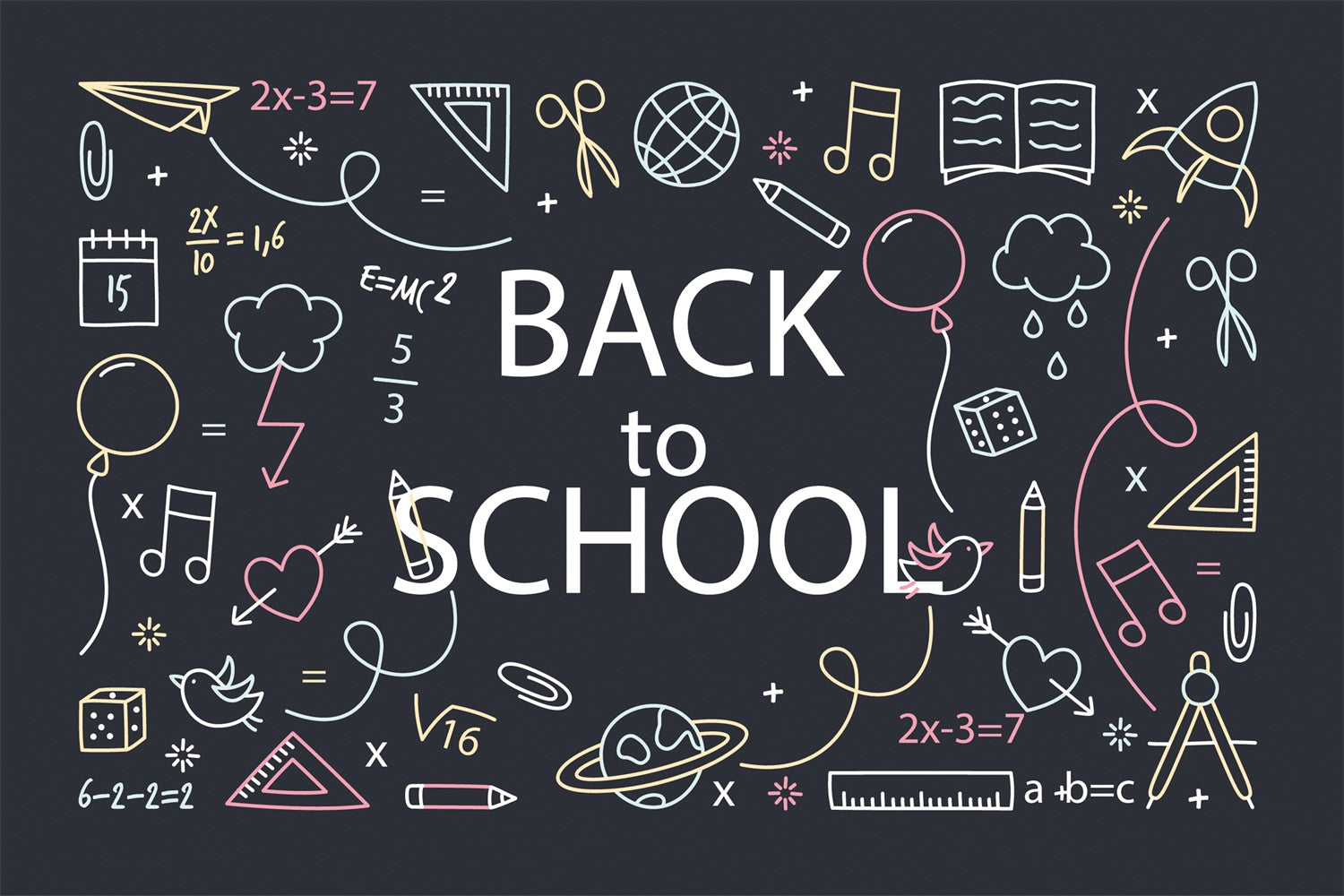 Back to School Colorful Doodles Chalkboard Backdrop UK BRP7-16