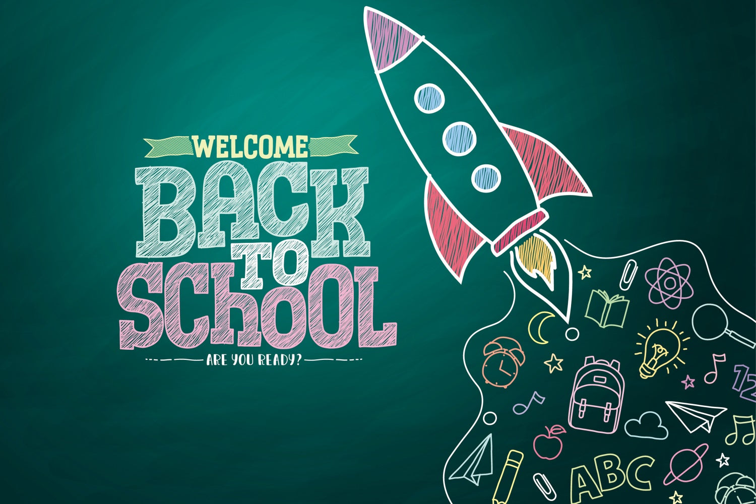 Back to School Rocket Chalkboard Backdrop UK BRP7-12