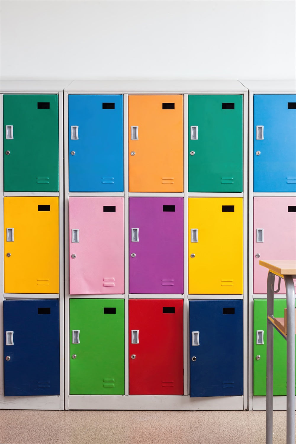 Back to School Colorful Lockers Wall Backdrop UK BRP7-33