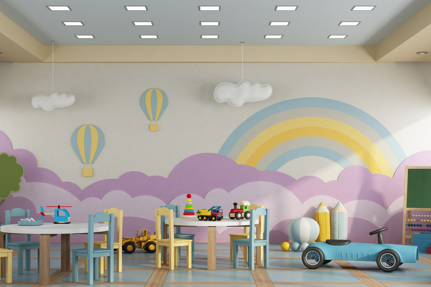 Back to School Rainbow Playroom Backdrop UK BRP7-39