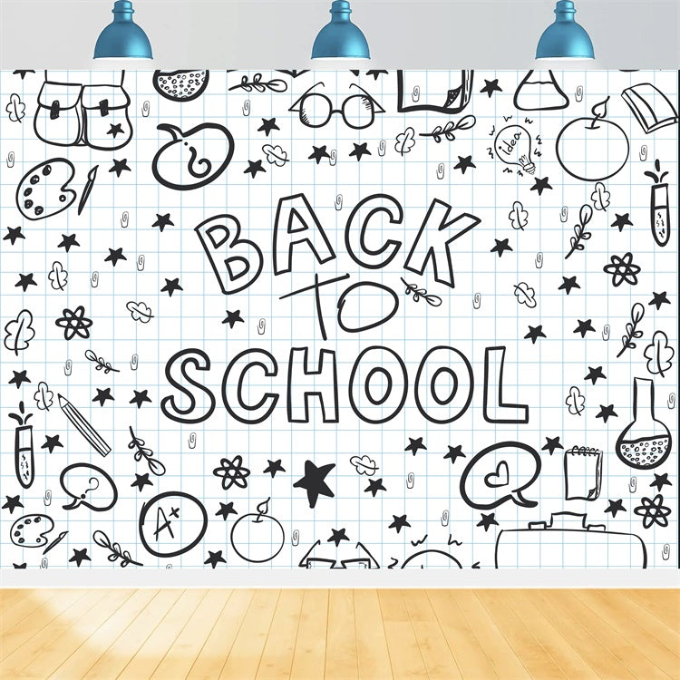 Back to School Black White Graffiti Backdrop UK BRP7-18