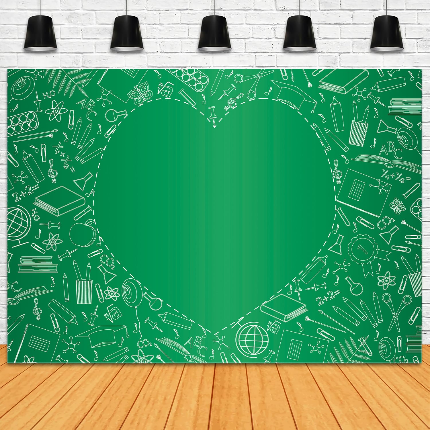 Back to School Study Items Heart Backdrop UK BRP7-42