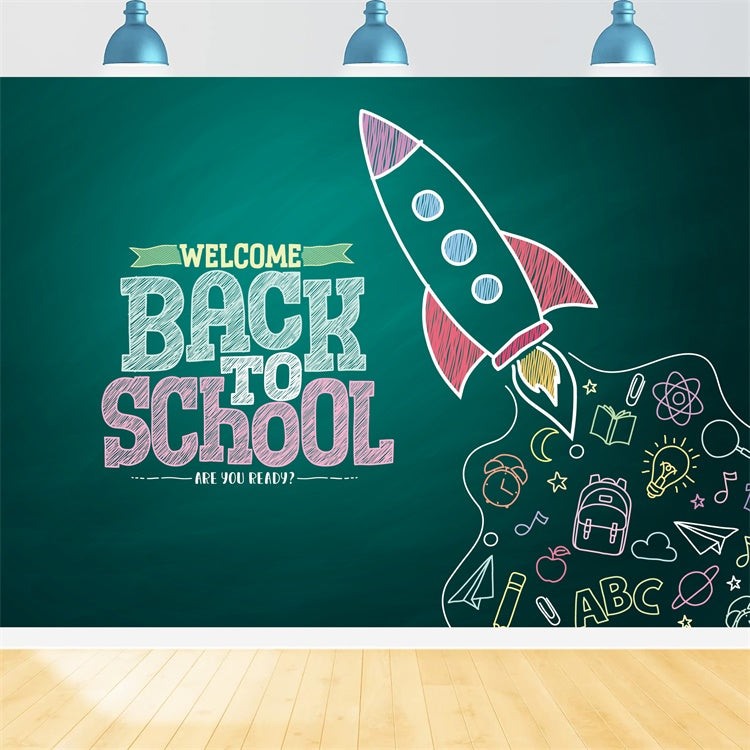 Back to School Rocket Chalkboard Backdrop UK BRP7-12