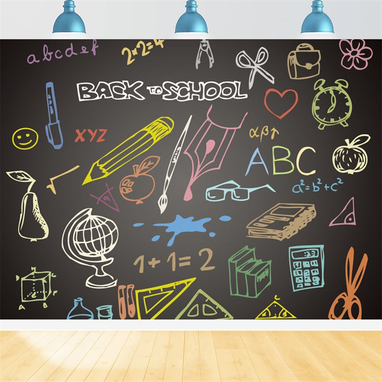 Colorful Chalkboard Back to School Backdrop UK BRP7-56