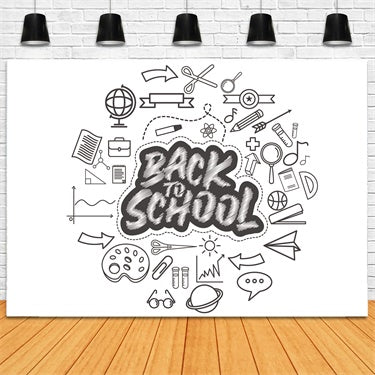 Back to School Grid Printed Photography Backdrop UK BRP7-5