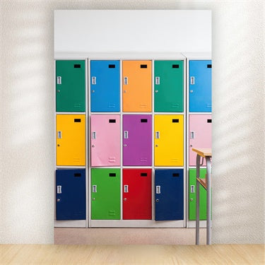 Back to School Colorful Lockers Wall Backdrop UK BRP7-33