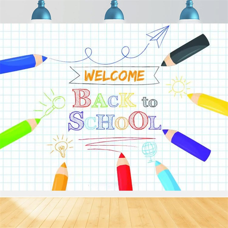 Welcome Back to School Colorful Pencils Backdrop UK BRP7-49