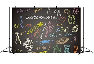 Colorful Chalkboard Back to School Backdrop UK BRP7-56