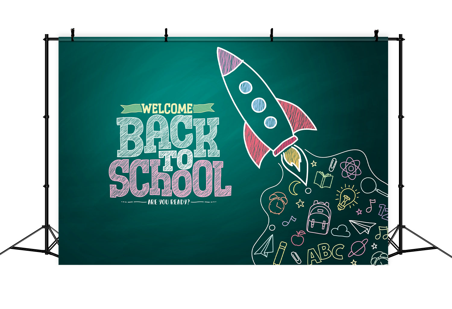 Back to School Rocket Chalkboard Backdrop UK BRP7-12