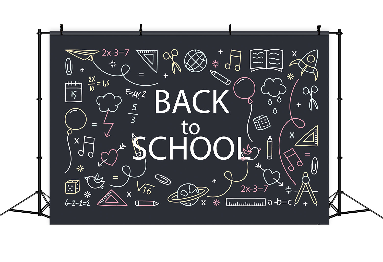 Back to School Colorful Doodles Chalkboard Backdrop UK BRP7-16