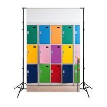 Back to School Colorful Lockers Wall Backdrop UK BRP7-33