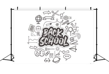 Back to School Grid Printed Photography Backdrop UK BRP7-5