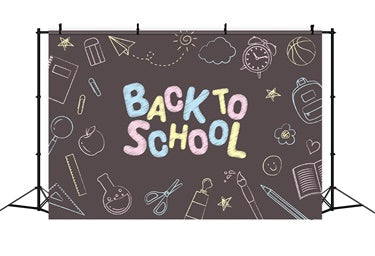 Back to School Bags Rules Doodles Backdrop UK BRP7-45