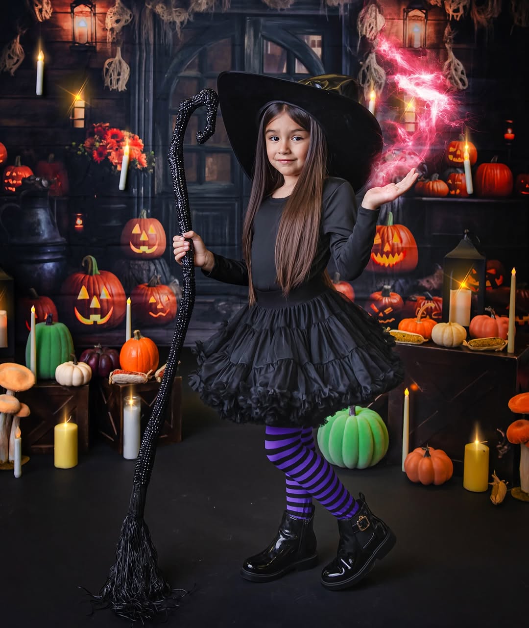Wooden House Halloween Pumpkins Backdrop UK RR7-99