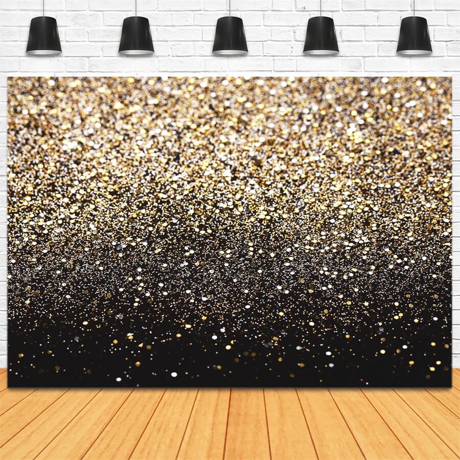 Gold Black Glittering Backdrop UK for Birthday Wedding LV-1922