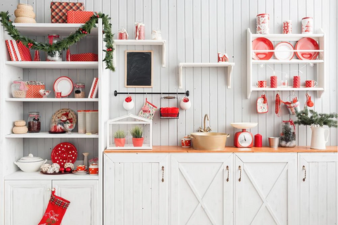 Christmas Kitchen Backdrop UK White Wall for Photography DBD-H19149