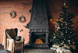 Fireplace Christmas Tree UK Photography Backdrops M1