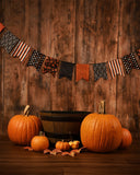Halloween Wood Wall Pumpkin Backdrop UK for Children DBD-P19029