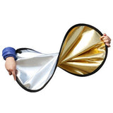 Light Reflector UK 2-in-1 Gold Sliver 43 Inch/110cm  Round Collapsible Multi Disc with Carrying Case for Studio PROP-RF0003