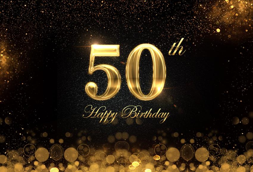 50th Birthday Gifts for Women Black Bokeh Birthday Backdrop UK DBD1